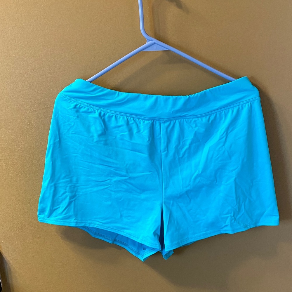 Lands' End Teal Activewear Shorts with built in underwear
